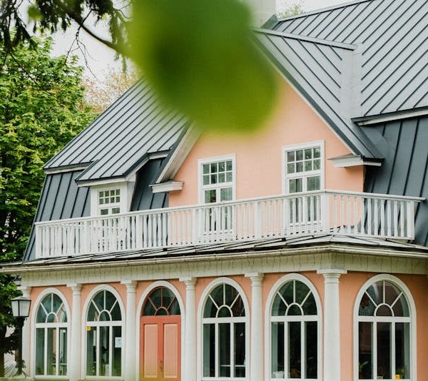 a house with metal roof